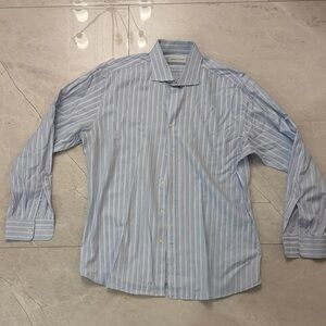 Sartoria Italiana Blue Striped Button Down Dress Shirt